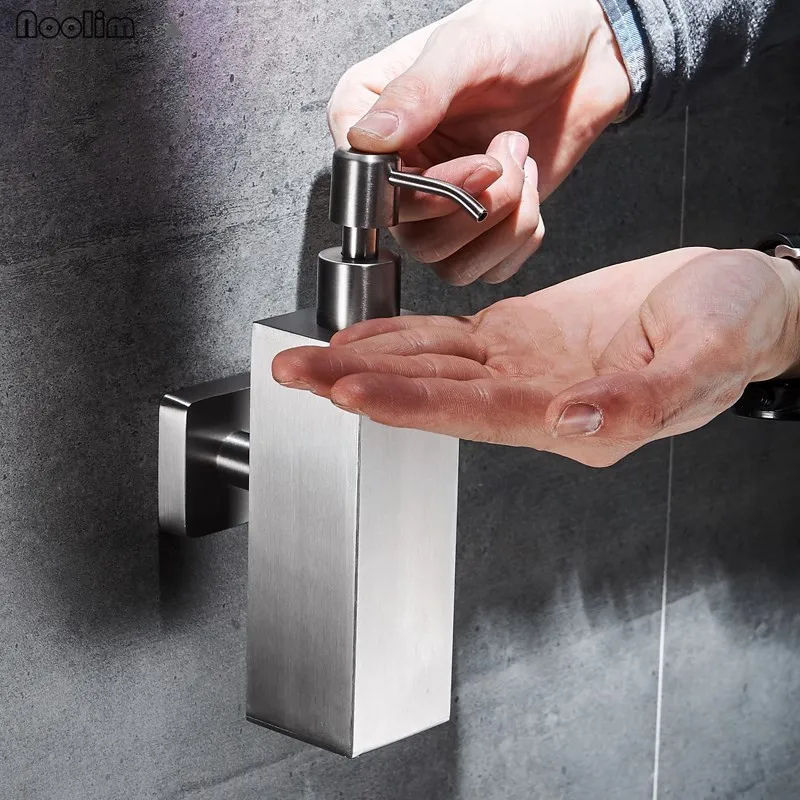 

NOOLIM Bathroom Stainless Steel Brushed Wall-mounted Pumps Manually Soap Dispenser Bottle Of Hand Sanitizer Device 200ml