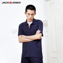 JackJones Мужская хлопчатобумажная трикотажная рубашка поло с коротким рукавом E | 219106510