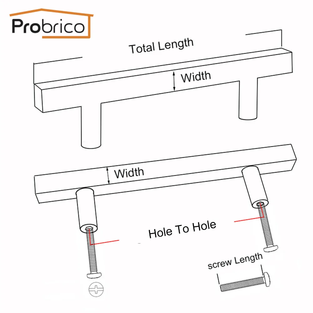 Probrico кухонная квадратная ручка из нержавеющей стали Ручка для шкафа Ручка для кухонной двери мебель выдвижной ящик