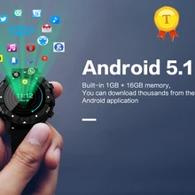 1 ГБ Оперативная память 16 ГБ Встроенная память MTK6580 400*400 Android 5.1 3 г WiFi Smart Watch SmartWatch Поддержка пульсометр сим-карта для IOS Android