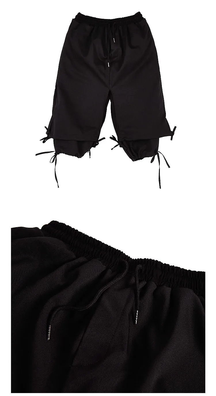 Для мужчин High Street двойной слои сращены свободные повседневная юбка брюки для девочек мужской уличной хип хоп панк готический шаровары