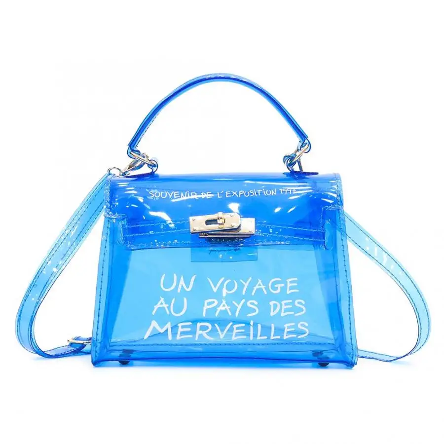 

Summer Women Fashion PVC Clear Transparent Adjustable Strap Candy Color Handbag Single Shoulder Bag Purse Crossbody/Hand Bags