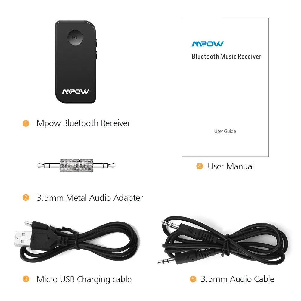 Mpow BH044 3nd Genetarion беспроводной Bluetooth 4,1 приемник громкой связи 3,5 мм аудио приемник потокового воспроизведения музыки адаптер для автомобиля дома