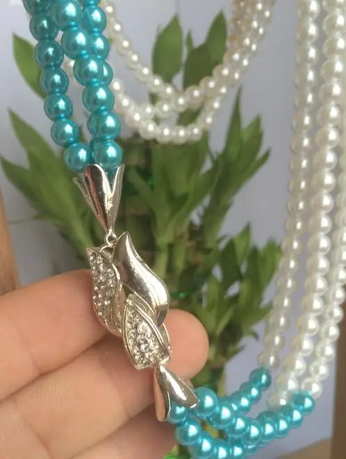 Women Gift word Love Free shipping !~ New 6mm Akoya shell pearl 3 row crystal necklace clasp 20 &quot AAA WW | Украшения и