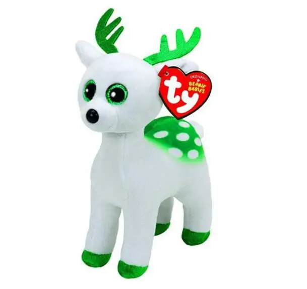 

Newest 15cm Ty Beanie Baby Big Eyes 6" Peppermint the Kawaii Christmas Deer Elk Plush Toy Kids Children Birthday Christmas Gifts