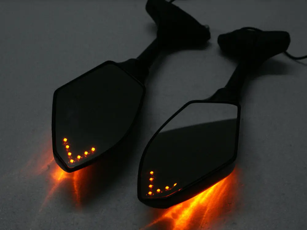 

Motorcycle Front Black LED Turn Signal Light Rearview Mirror For case for Kawasaki Yamaha Suzuki
