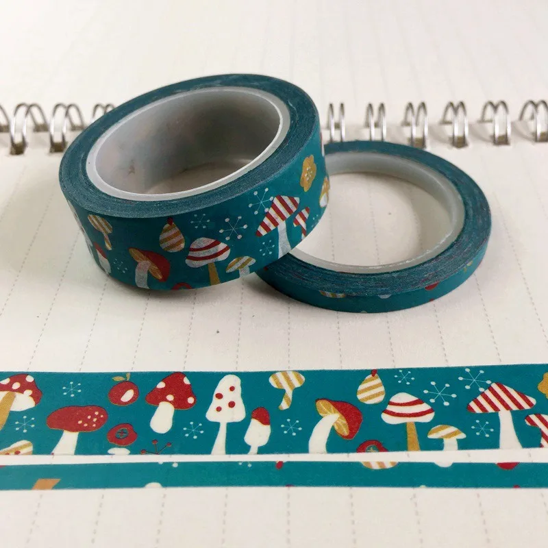 

Mushroom on Blue Washi Tape Paper Set 10m Kawaii Scrapbooking Tools Japanese Stationery Adesiva Decorativa Scotch Tapes Lot
