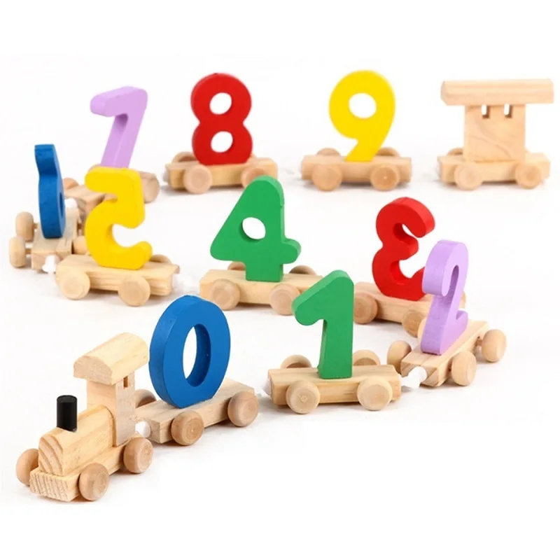 

Wooden Montessori Countable Digital Train 0~9 Math Kids Baby Toys For Children Brinqued os Brinquedo Juguetes Oyuncak 50
