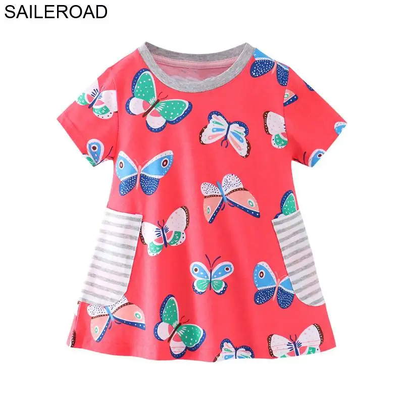 SAILEROAD Платья для малышей для девочек Одежда Хлопок Повседневная платье принцессы Cat Симпатичные детские платья Детская одежда Детские
