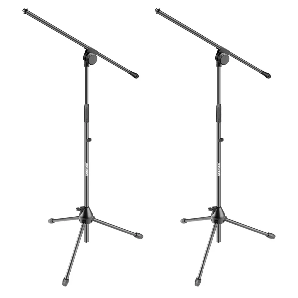 

Neewer 2 Pieces Tripod Boom Floor Microphone Stands for Stage Studio Aluminum Alloy Foldable Rotatable Adjustable 37.4" 19cm