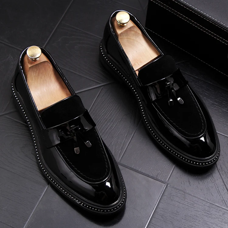 Casamento Genuíno on De Couro Preto Mens Condução Color Respirável Borlas Casual Do Vestido Picture Escritório Tênis Color picture Negócios Sapatos Formal Slip 60vEq0
