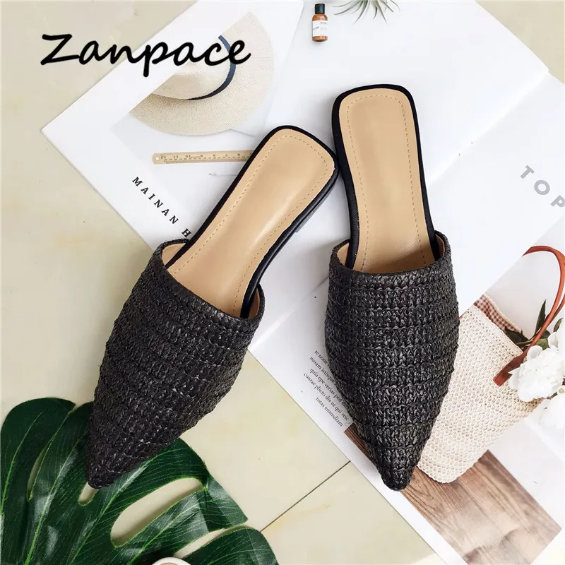 Шлепанцы Zanpace женские льняные домашняя обувь на плоской подошве низкий