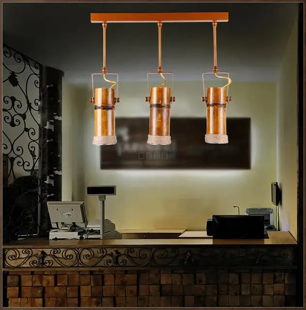 bamboo loft designer american wood lamp retro hemp bar cafe clothes store decoration creative personality pendant