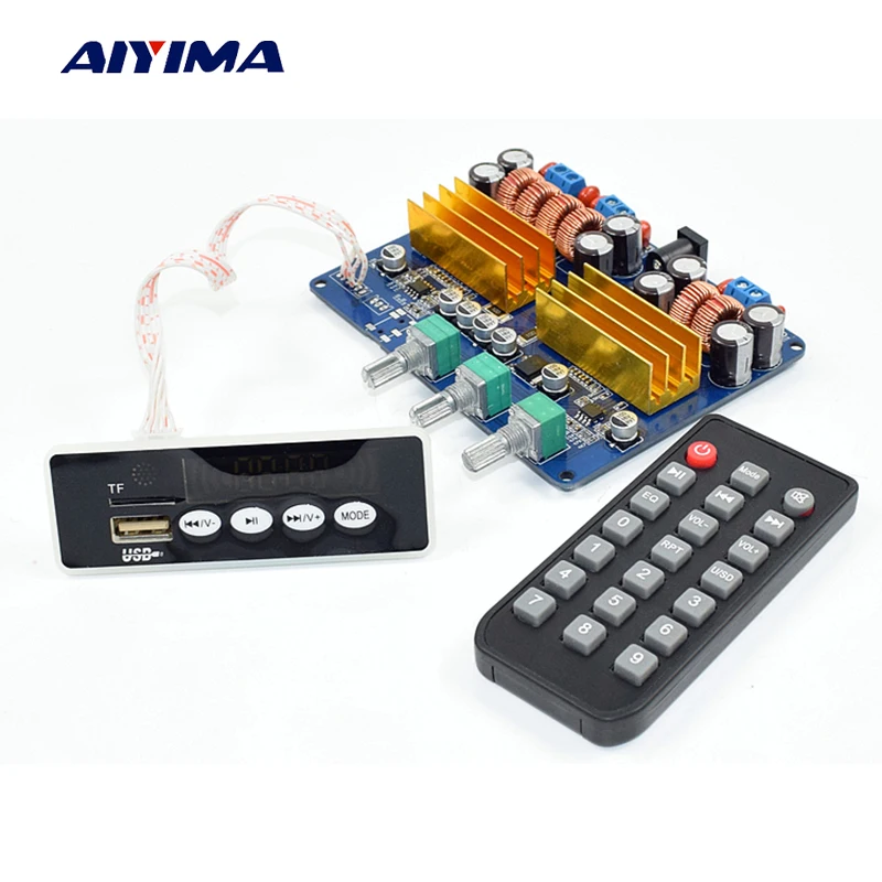 

AIYIMA TPA3116 2.1 Bluetooth Amplifier Audio Board 50W*2+100W Subwoofer Amplifier Power Amp Support FM AUX TF Card USB Decoding