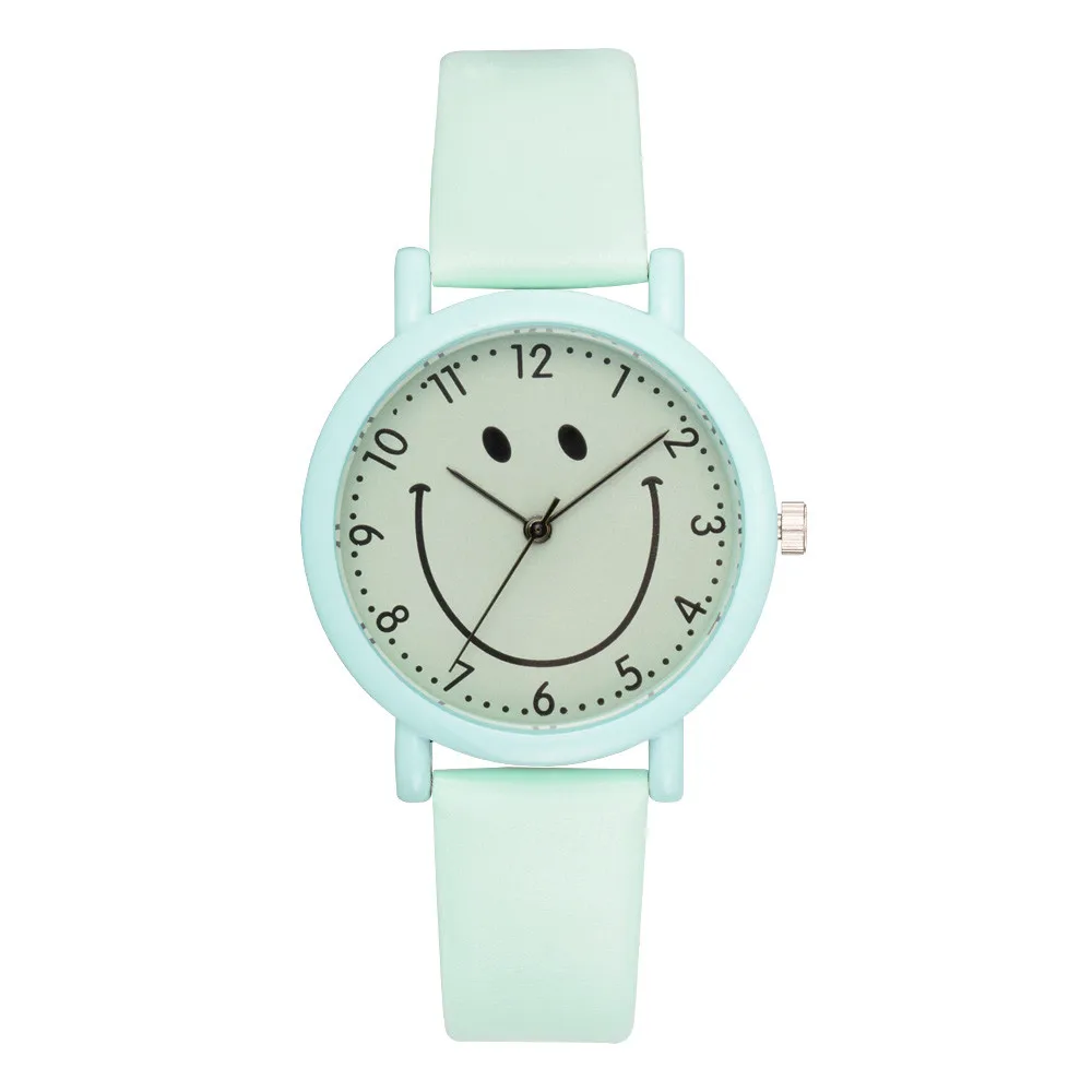 Горячие новые женские часы модные роскошные улыбка девушка подростка наручные часы прекрасные удобные детские часы Relogio Masculino часы - Цвет: Green