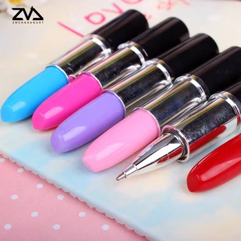 

5 pcs/lot Novel Lipstick shape Ballpoint Pen For Writing School Supplies Office Accessories Stationary Kids Student Gift