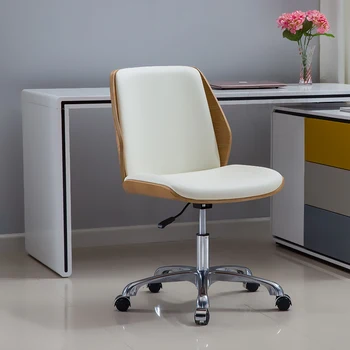 

Height Adjustable Task Chair Modern Bentwood Office Chair Seat with Multi-Directional Wheels Computer Chair Armless Furniture
