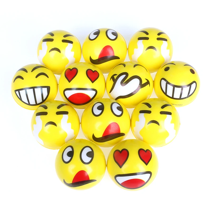 

12pcs 6.3CM Soft Squeeze Funny Emoji Expression Smiley Face PU Foam Anti Stress Relief Ball Toys for Boys Kids
