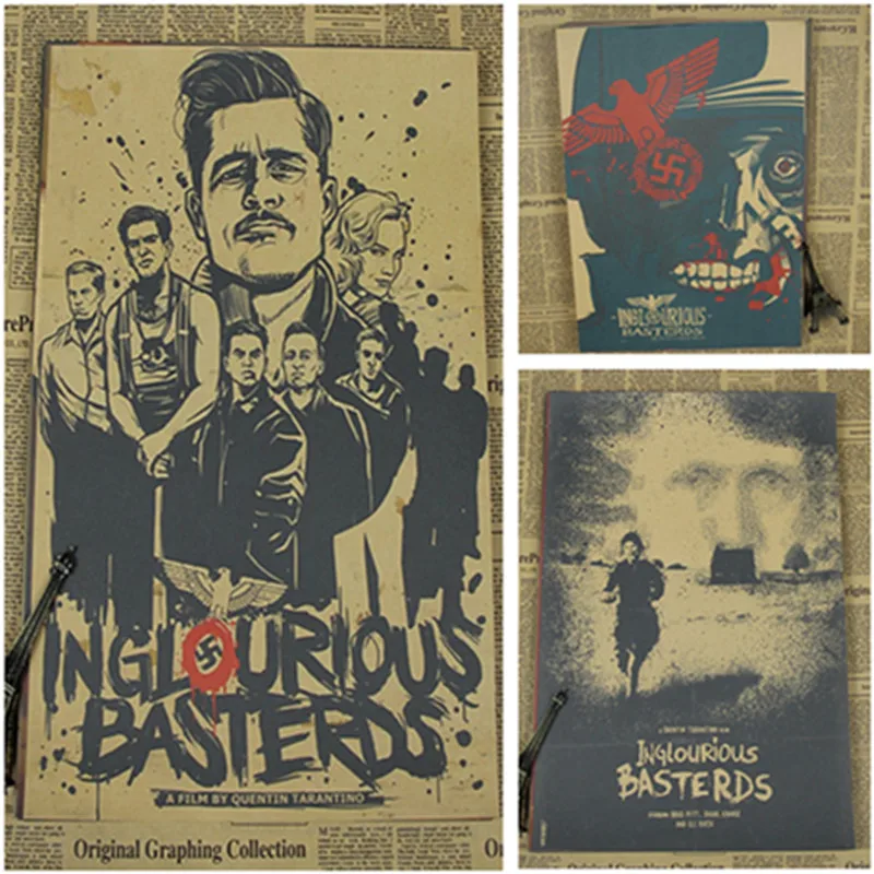 

42*30cm Inglurious Basterds Home Decor Vintage Posters Home Decorative Painting Shameless Asshole Old Movie Kraft Paper Poster