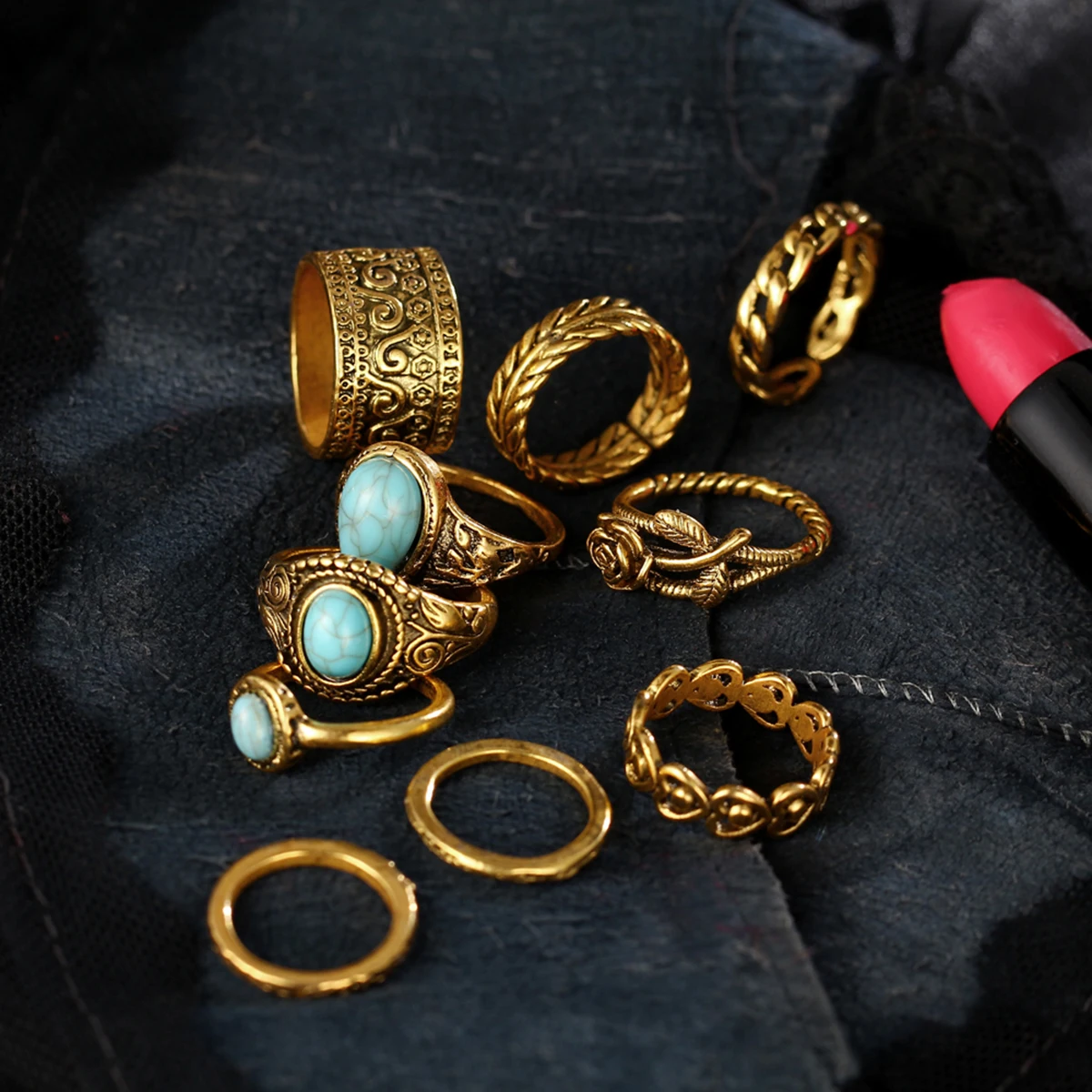 10pcs Boho wedding rings set for women natural stone flower finger above knuckle midi stacking ring female bijoux anel masculino