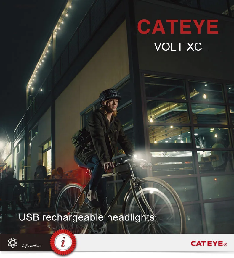 Sale CATEYE VoltXC Series Bicycle Rechargeable Headlights 100/200/400/500 Lumens White LEDs Lamp Bike Flashlight Cycling Accessories 0