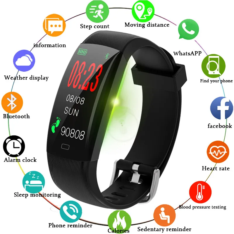 

RollsTimi Waterproof Fitness Bracelet Blood Pressure Heart Rate Monitor Smart Band Tracker Pedometer Wristband For IOS Android