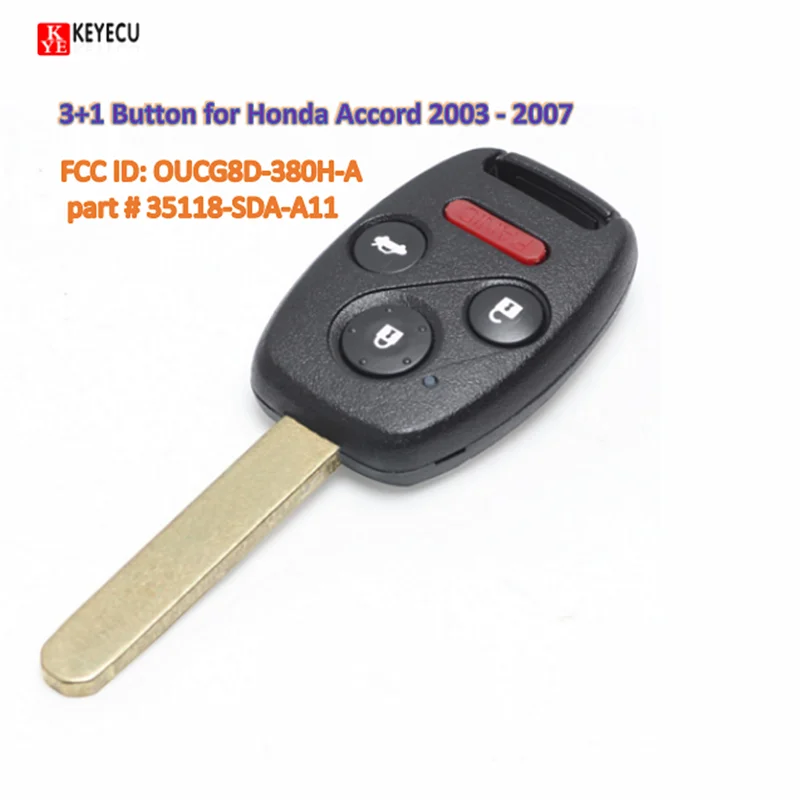 

KEYECU New brand Keyless Entry Remote Car Key Fob 3+1Button for Honda Accord 2003 - 2007 Years Element 2010 Free Programming