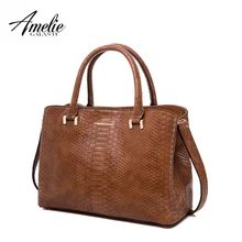 AMELIE GALANTI женские сумки из искусственной кожи роскошная женская сумочка качественная сумка с короткими ручками для женщин вместительный саквояж из материала под змею