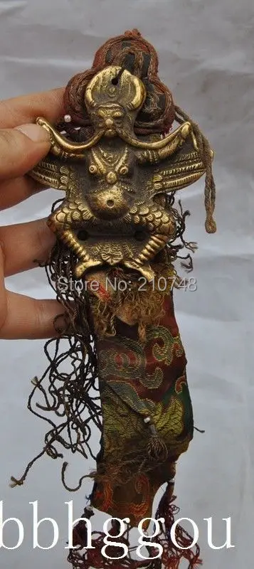 

25CM Collect Tibet Old Copper Tibetan Buddhism Exorcism Clifford Statue Silk