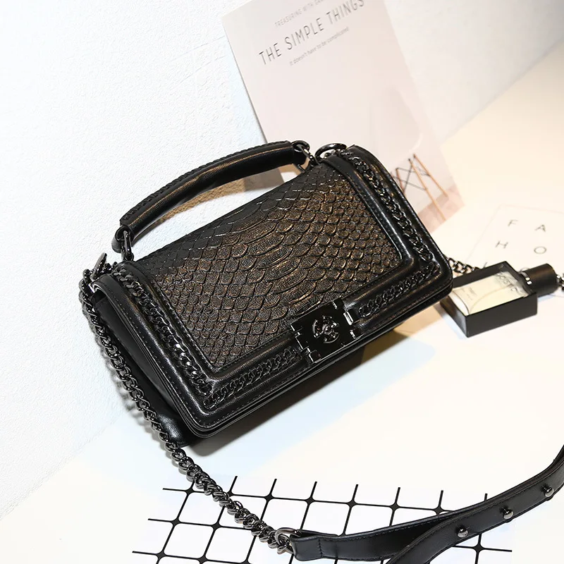 

Luxury Genuine Leather Handbag Snake Women Tote Bags Designer Brand Messenger Bags Cow Skin Party Chain Shoulder Bags Serpentine