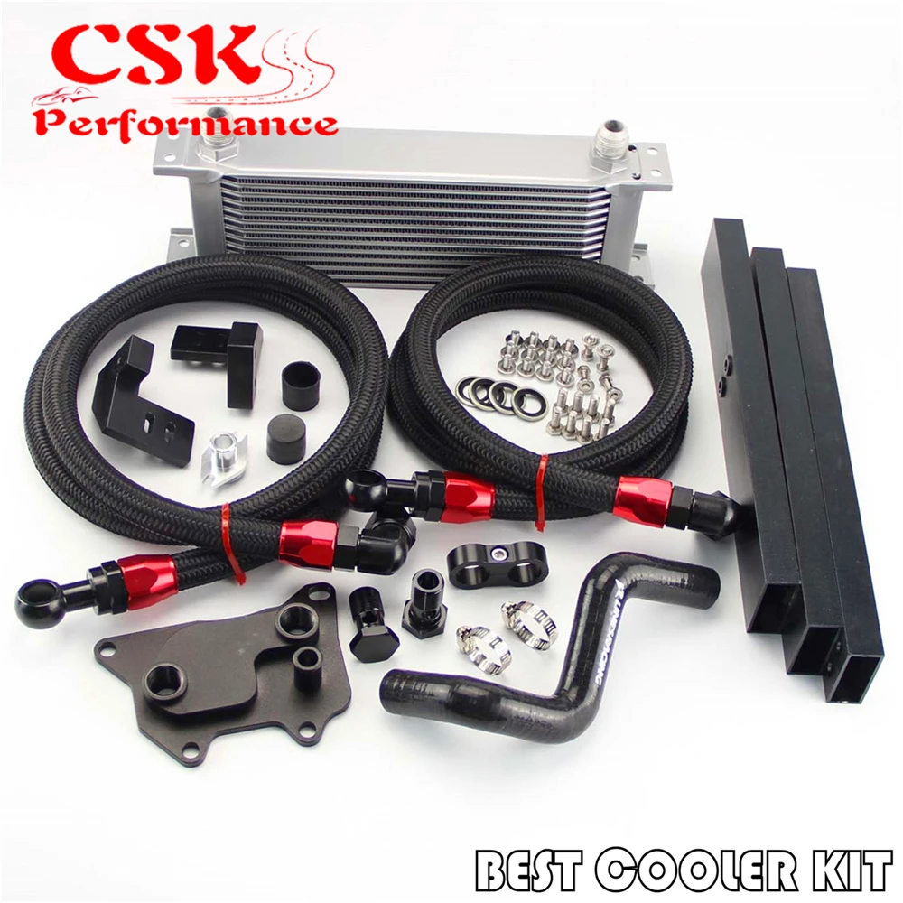 Best Price AN10 13 Row Oil Cooler + Oil Lines Kit Fits For VW Golf MK7 GTI Engine EA-888 III Black/Silver Best Price AN10 13 Row Oil Cooler + Oil Lines Kit Fits For VW Golf MK7 GTI Engine EA-888 III Black/Silver