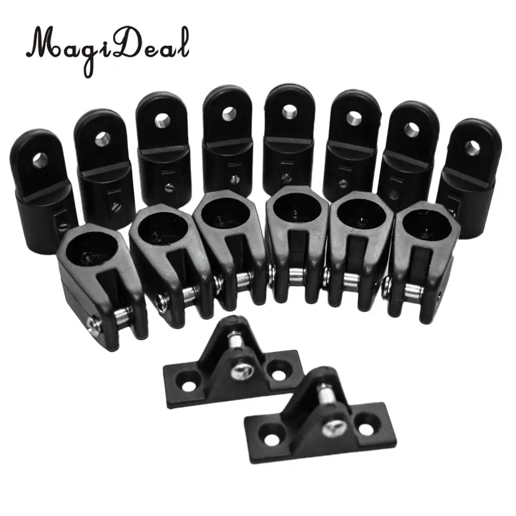 Universal 16 Pieces / Set Nylon Boat Deck Hinge Jaw Slide Eye End Cap For 4 Bow Bimini Top Canoe Kayak  Rowing Boats Sailing