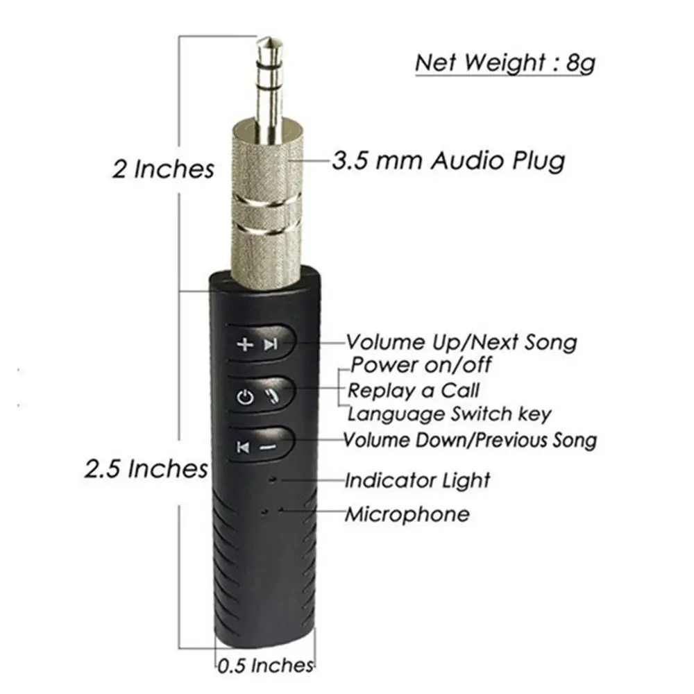 Беспроводной Bluetooth aux-приемник 3,5 мм Jack громкой связи вызова адаптер для автомобиля передатчик Авто музыка приемники