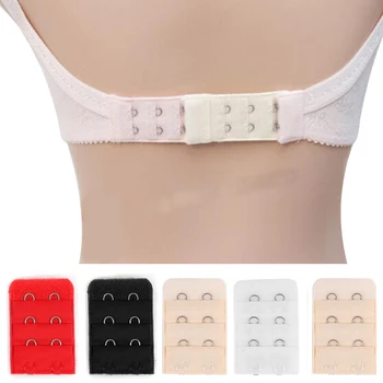

Random Color!! 5Pcs DIY Women Soft Comfortable Bra 2 x 3 Hooks Lingerie Bra Extender Strap Adjustable Back Band Extension Clasp