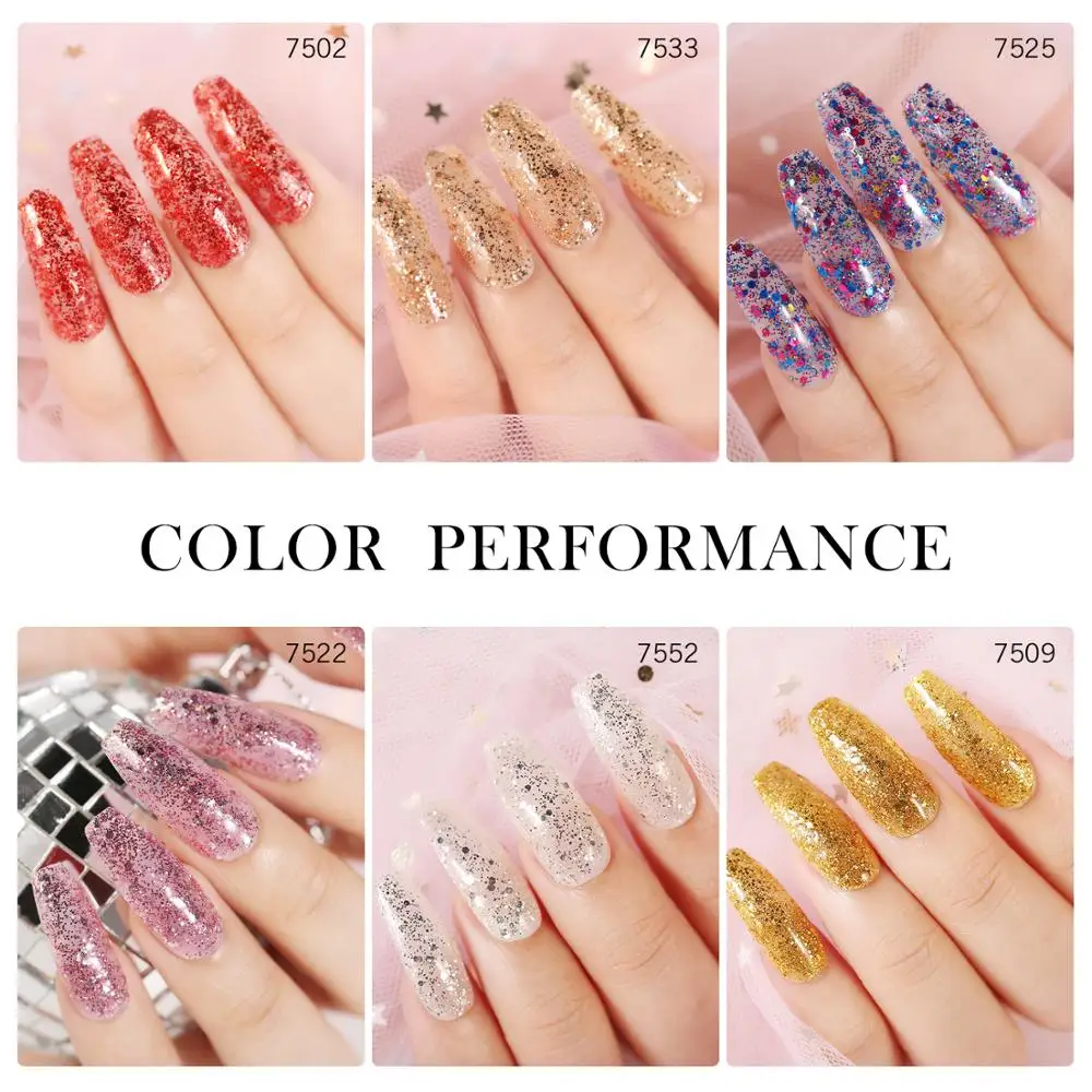 Azure Beauty Diamond Glitter UV Nail Gel Polish Colorful Gel Lacquer With Sequins Semi Permanent Led 5