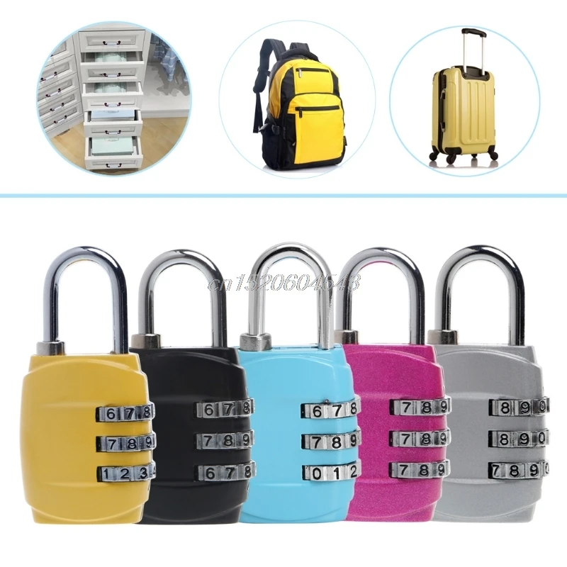 Zinc Alloy Security Lock 3 Combination Travel Suitcase Luggage Code