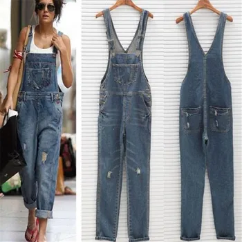 

Women Summer Denim Jumpsuit Ladies Spring Loose Jeans Rompers Female Casual Plus Size Overall Sling Casual Playsuit With Pocket