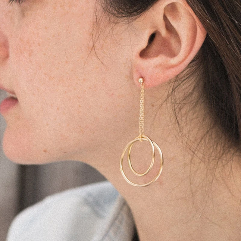 

Fashion Earrings for women 2019 Statement Stainless Steel Geometric Earrings Hanging Earrings Fashion minimalist gold earrings