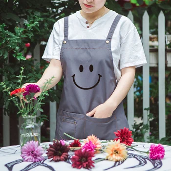 

Smile apron canvas cafe shop manicure store beautician overalls work clothes supermarket apron logo print