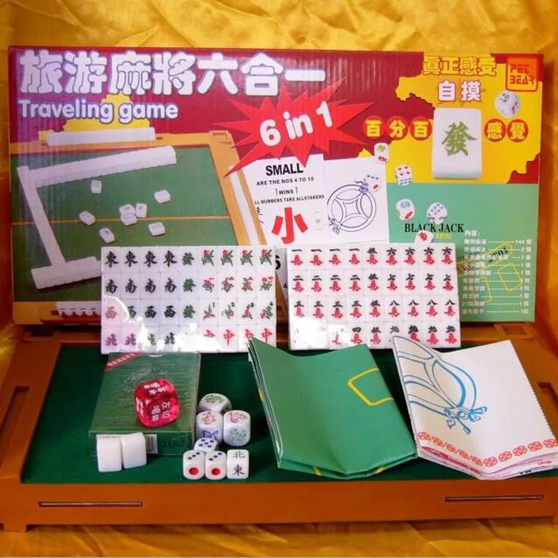 

Mini Pocket Mahjong with folding table travel chess small mahjong creative puzzle gift toys