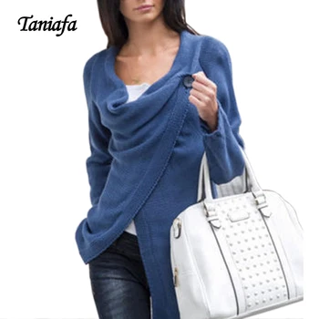 

2018 Autumn Feminine Irregular Knit Sweater New Women Long Sleeve One Button Cardigan Ladies Outerwear Streetwear plus size 2XL