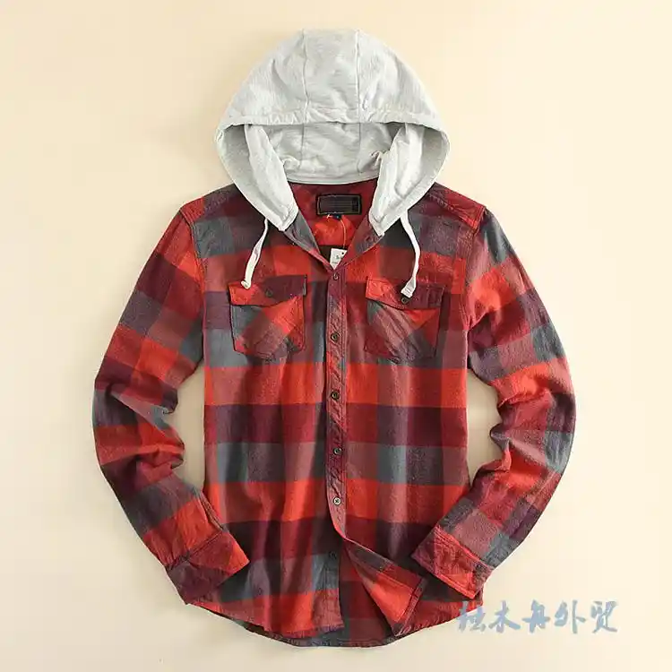 mens flannel shirt with hoodie