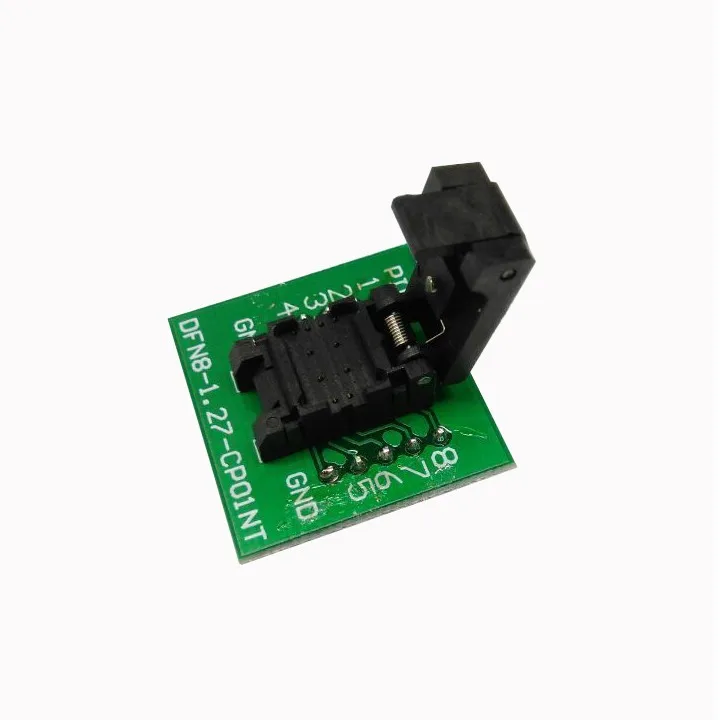 

QFN8 DFN8 WSON8 6*8mm Programming Socket Pogo Pin Test Adapter QFN8-1.27-CPO1PNL Pin Pitch 1.27mm IC Burn in Socket