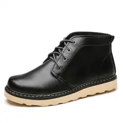 Прямая продажа с фабрики осенние и зимние новые рабочие мужские кожаные туфли модные брендовые Дизайнерские мужские сапоги на плоской
