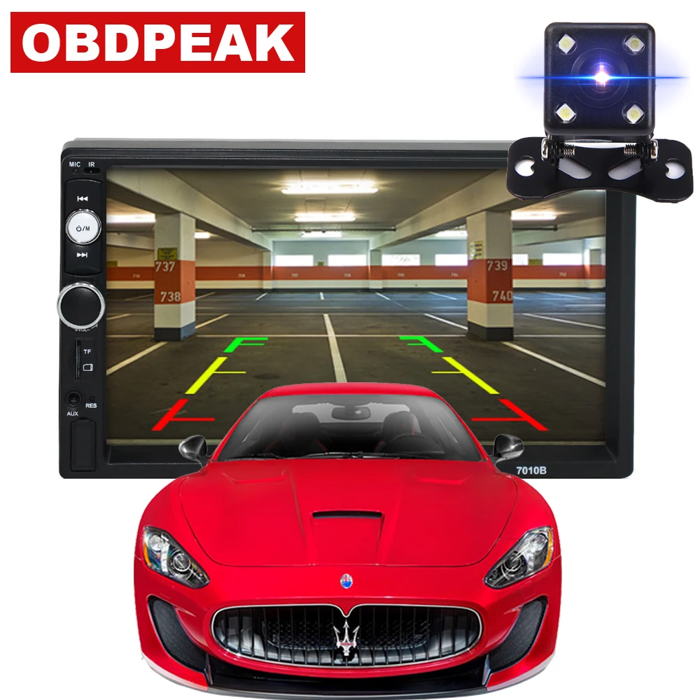 

Autoradio 2 Din Car Radio 7" HD Touch Screen Audio Stereo Bluetooth Video MP5 Multimedia Player 7010B Rear View Camera