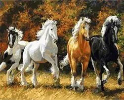 

MaHuaf-X1279 Galloping Horse Framed DIY Painting By Numbers Kits Modern Wall Art Picture Handpainted For Home Decor 40x50