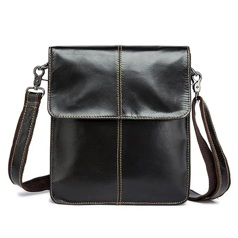 

Vintage Mens Bag Leather Genuine 100% Cowhide Man Messenger Bag Zipper Small Flap Bag Male Shoulder Crossbody Bags For Men Tote