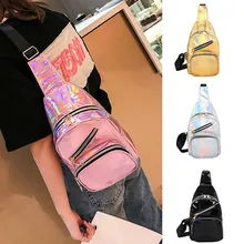 Голографическая нагрудная сумка для телефона сумки через плечо для женщин Яркая сумка через плечо Сумочка лазерная сумка через плечо для подростков