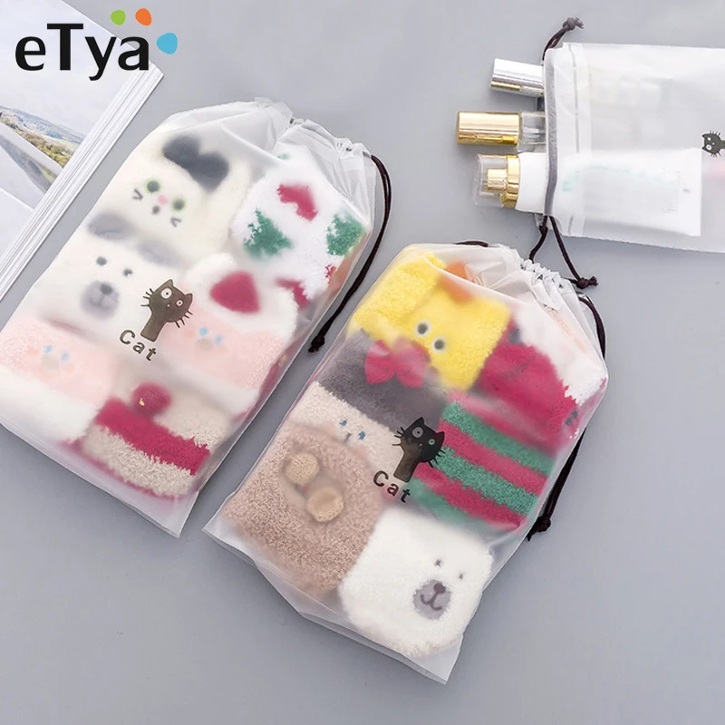 ETya, женская прозрачная косметичка, органайзер для путешествий, ПВХ, прозрачные сумки на шнурке, сумки для макияжа, хранение туалетных принадлежностей, сумка для стирки