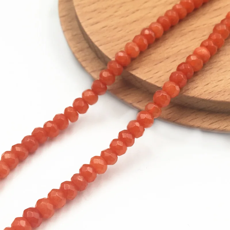 DIY аксессуары 2x4 мм с оранжевым натуральным камнем нефрита граненый Abacus халцедон свободные разделители бусины для изготовления ювелирных изделий 14 дюймов A148